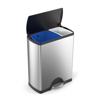 supporto prodotto cestino a pedale rettangolare classico da 46 l con coperchio in plastica e doppio scomparto