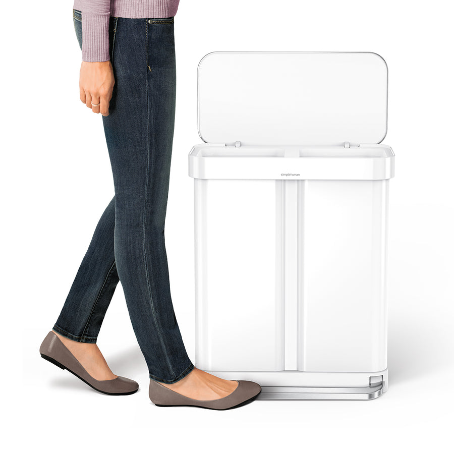 cestino rettangolare a doppio scomparto con pedale e porta sacchetti da 58 litri