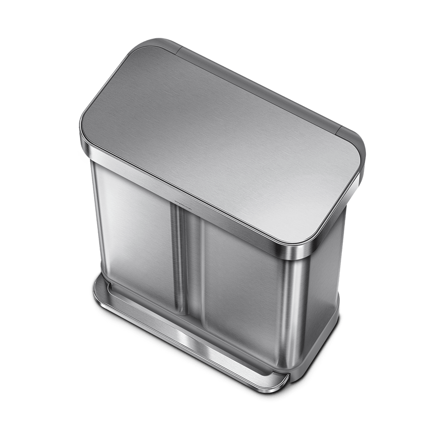 cestino rettangolare a doppio scomparto con pedale e porta sacchetti da 58 litri