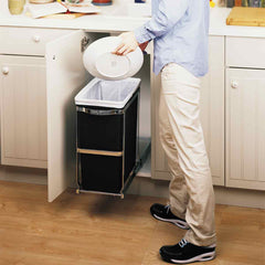 30L under counter pull-out bin - lifestyle man scraping plate