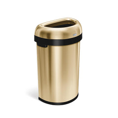 60L semi-round open bin - brass stainless steel - 3/4 view main image
