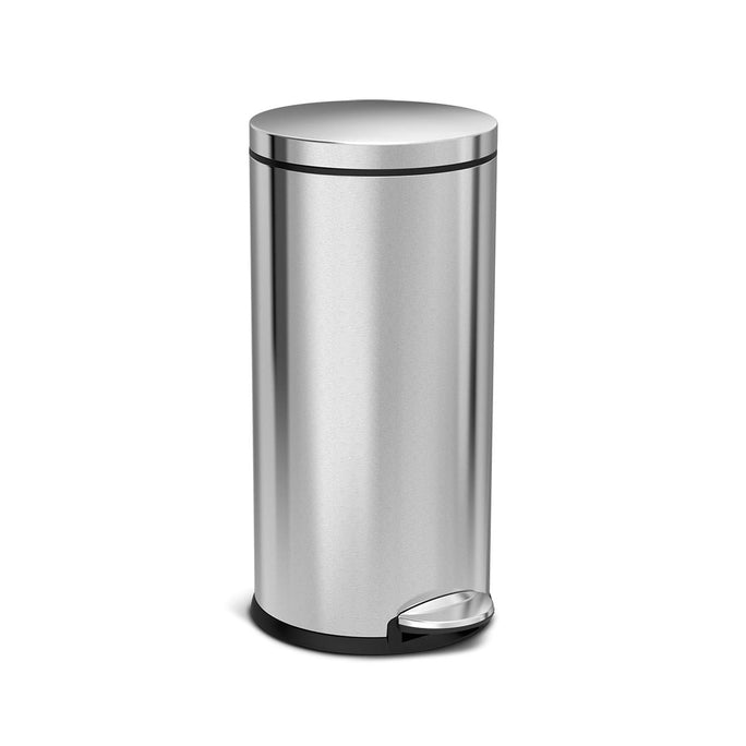 30L round pedal bin - brushed finish - 3/4 view main image