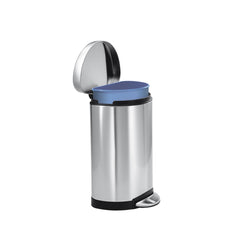 10L semi-round pedal bin - brushed finish - inner bucket lifting out