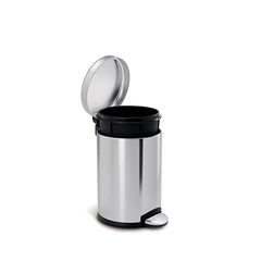4.5L round pedal bin - brushed finish - lid open image