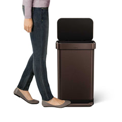 45L rectangular pedal bin with liner pocket - dark bronze finish - lifestyle image