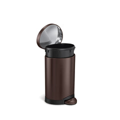 6L semi-round pedal bin - dark bronze finish - inner bucket out of bin image