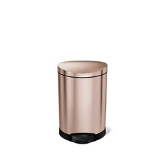 6L semi-round pedal bin - rose gold finish - front view image