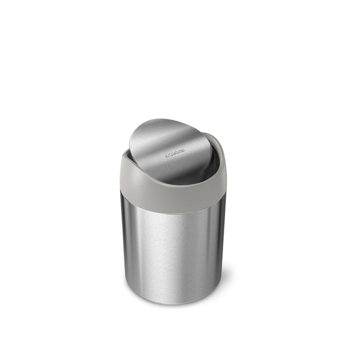 mini bin - brushed stainless steel w/ grey trim - main image