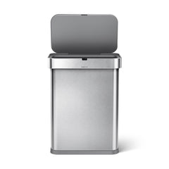 58L rectangular sensor bin with voice and motion control - brushed finish - lid open image