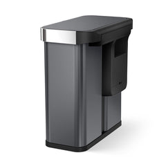 58L dual compartment rectangular sensor bin with voice and motion control - black finish - back liner pocket image