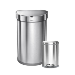 45 litre semi-round sensor can + 4.5 litre round step can with grey trim - main image