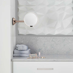 rechargeable wall mount sensor mirror - rose gold finish - lifestyle bathroom image