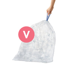 sacchetti su misura trasparenti per cestini per raccolta differenziata con codice V